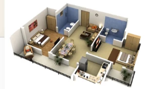 2 BHK floor plan at K Shire, Punawale, Pune