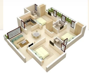 3 BHK floor plan at K Shire, Punawale, Pune